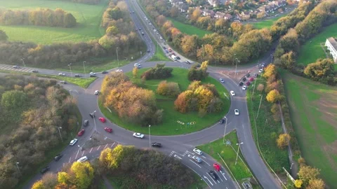 High Angle Aerial view of British Town Luton England Stock Footage 221306310