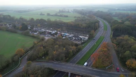 High Angle Aerial view of British Town Luton England Stock Footage 221307035