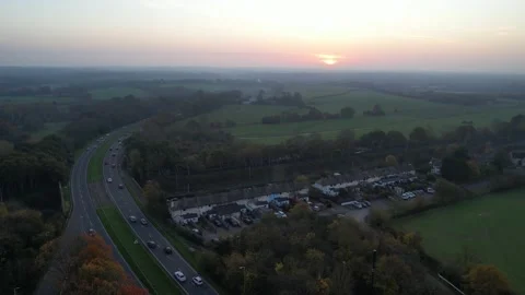 High Angle Aerial view of British Town Luton England Stock Footage 221307369