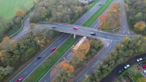 High Angle Aerial view of British Town Luton England Stock Footage 221307470