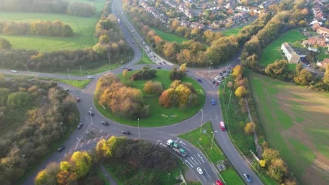 High Angle Aerial view of British Town Luton England Stock Footage 221314151