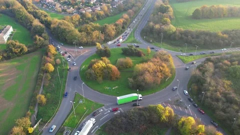 High Angle Aerial view of British Town Luton England Stock Footage 221344716