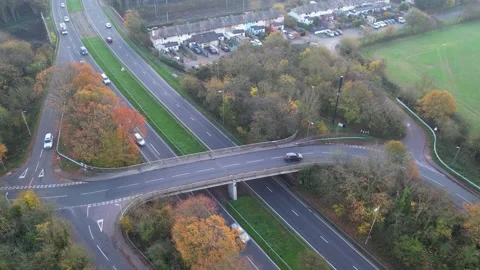High Angle Aerial view of British Town Luton England Stock Footage 221345628