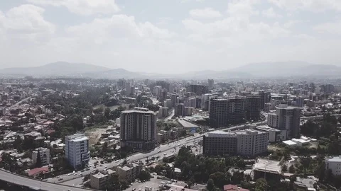 High angle aerial view of the city of Addis Ababa one part Stock Footage 109279705