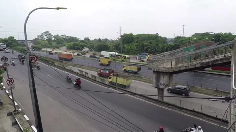 High angle aerial view of highway road, Jakarta, Java, Indonesia Stock Footage 163410340