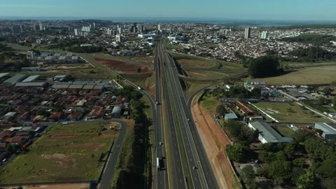 High-angle aerial view of highway infrastructure development. Stock Footage 317256440