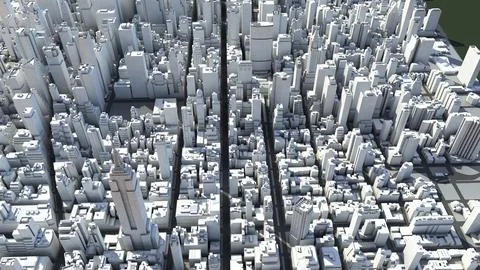 High angle aerial view of Midtown Manhattan skyline in New York City Ilustração Stock