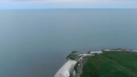 High angle aerial view of sandy island. Azovske sea, Mariupol, Ukraine Stock Footage 152641471