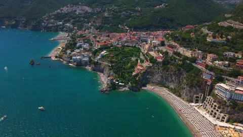 High angle aerial view of seaport logistics terminal, cargo containers Vídeo Stock 348095819