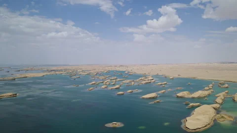 High-Angle Aerial View of Wusute Water Yadan West Sea Fleet in Qinghai Stock Footage 343878532