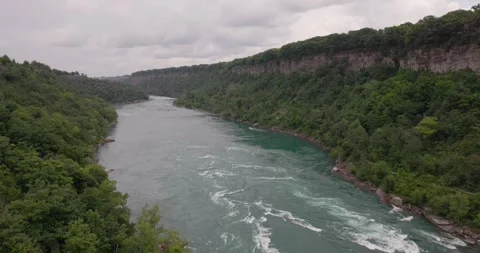High angle and moving view of the Niagara river Stock Footage 251290044