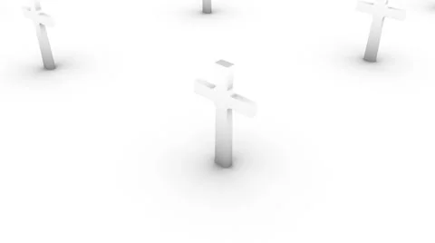 High angle arc pull back revealing endless crosses (white) Stock Footage 26719522