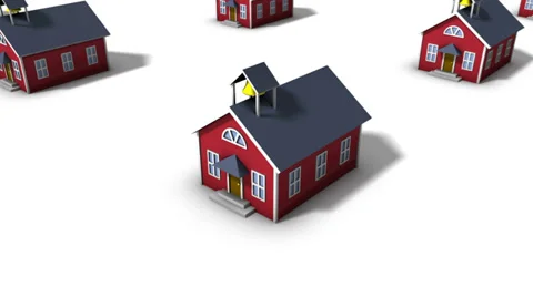 High angle arc pull back revealing endless School Houses Stock Footage 28918297