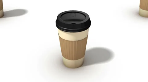 High angle arc pull back revealing endless coffee cups Stock Footage 29895365