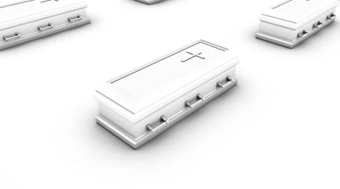 High angle arc pull back revealing endless Coffins Stock Footage 32629751