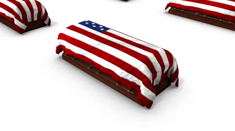 High angle arc pull back revealing endless American Coffins Stock Footage 32659966