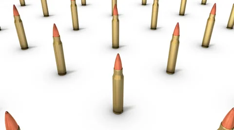 High angle arc pull back revealing endless Rifle Bullets  Stock Footage 32935834