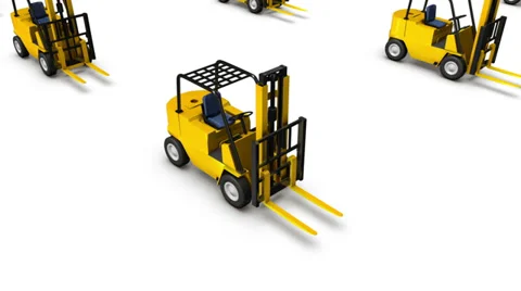 High angle arc pull back revealing endless Forklifts Stock Footage 33910319