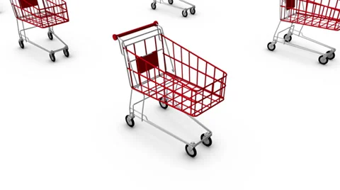 High angle arc pull back revealing endless Shopping Carts  Stock Footage 35872249