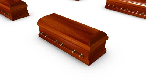 High angle arc pull back revealing endless Coffins (Wood)  Stock Footage 37089665