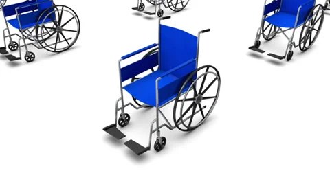 High angle arc pull back revealing endless Wheelchairs Stock Footage 39762499