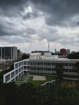 High angle, a bird s eye view of Dhaka Bangladesh city at quiet dark environment Stock Photos