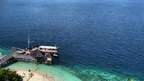High angle of a boat parked on a kelor island Stock-Footage 276180660