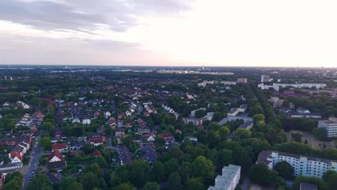 High Angle Bremen City View With Traditional Red Roof Houses Stock Footage 341898998