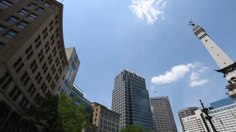High Angle Buildings, Trees, Monuments, Skyline Stock Footage 33525333