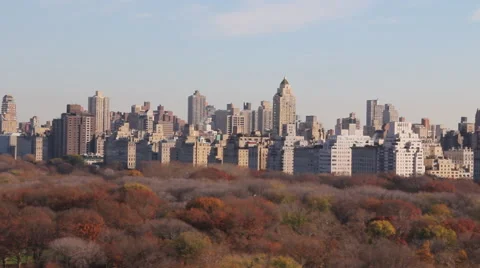 High Angle Central Park  and Skyline in Autumn New York City Stock Footage 53886168