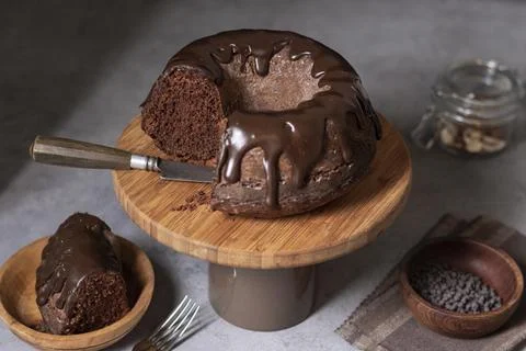 High angle chocolate cake concept Stock Photos