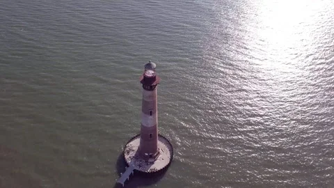 High angle circling shot of lighthouse Stock Footage 137603900