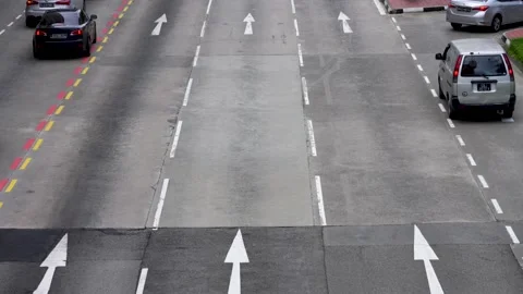 High angle close up of car traffic in Singapore downtown , chinatown. Stock Footage 133627366