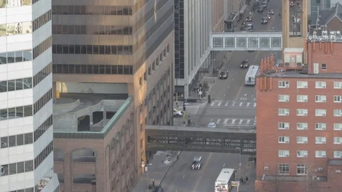 High Angle Close Up On Downtown Minneapolis Traffic and Skyways Video stock 87914302