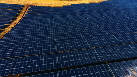 High angle close up of photovoltaic solar panel array rows Stock-Footage 330070160