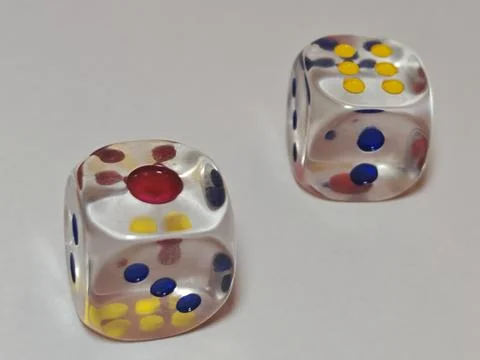 High Angle Close-up of Professional Game Dice on Clean Background Stock Photos