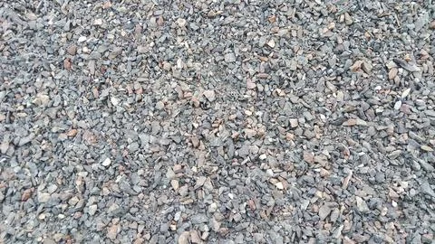 High Angle Close Up of Small Crushed Gravel Stones and Rough Rock Texture Stock Photos