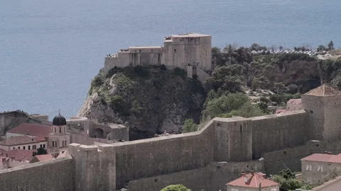 High angle closeup view of Fort Lovrijenac, Dubrovnik, Croatia, 4k Stock-Footage 274458314
