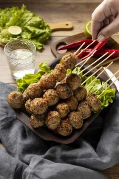 High angle composition of delicious indonesian bakso Stock Photos