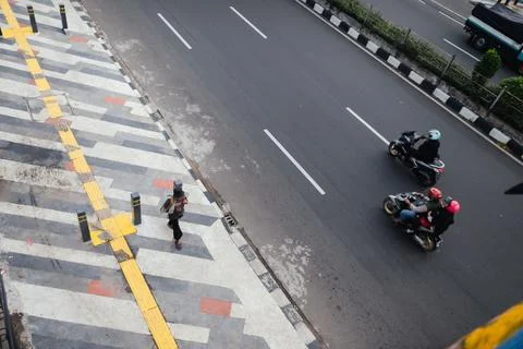 High-Angle Crowd Navigating City Streets. Stock Photos