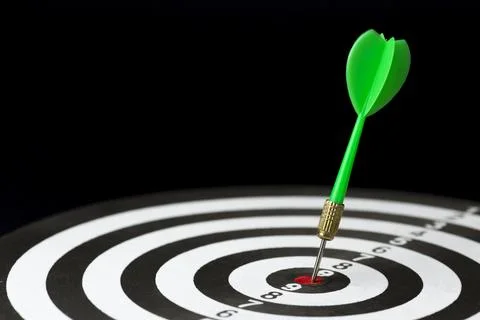 High angle dart stuck target bullseye Stock Photos