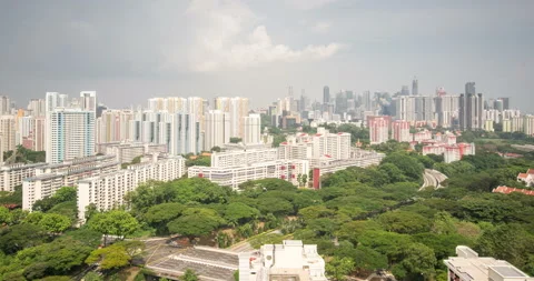 High angle day hdb flats greenery singapore timelapse Stock Footage 156966667