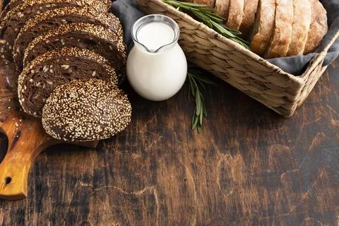 High angle delicious bread with copy space Stock Photos