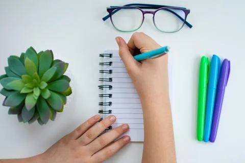High angle of a desk Stock Photos
