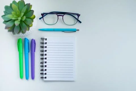 High angle of a desk Stock Photos