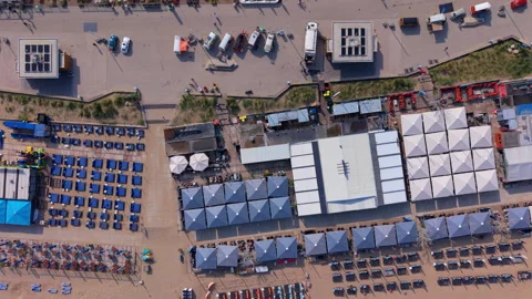High angle directly overhead top down aerial perspective of coastal beach Stock Footage 340531387