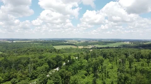 High Angle Drone Footage of a Summer Day in the Appalachian Mountains Stock Footage 201315127