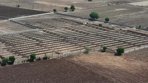 High angle drone framing showcasing systemic earthworks engineering inside a Stock Footage 337247389