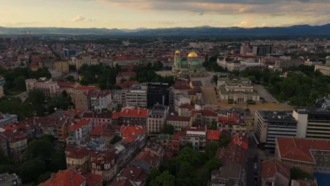 High angle drone panorama looking over the sprawling urban residential Stock Footage 339096159