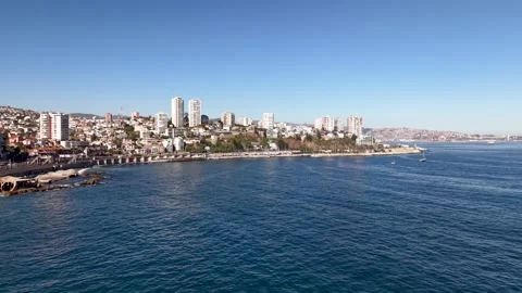 High-angle drone perspective of Valparaiso, Chile Stock Footage 340270582